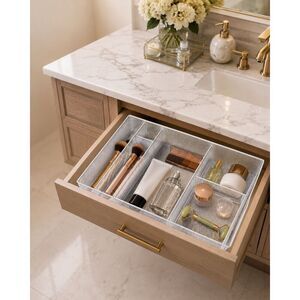White Mesh Drawer Organizer Minimalist Vanity Storage Makeup Bathroom Organizer